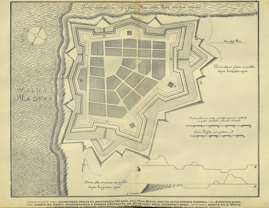 План Семёновской (Миусской) крепости, 1698 г. из дневника И. Корба