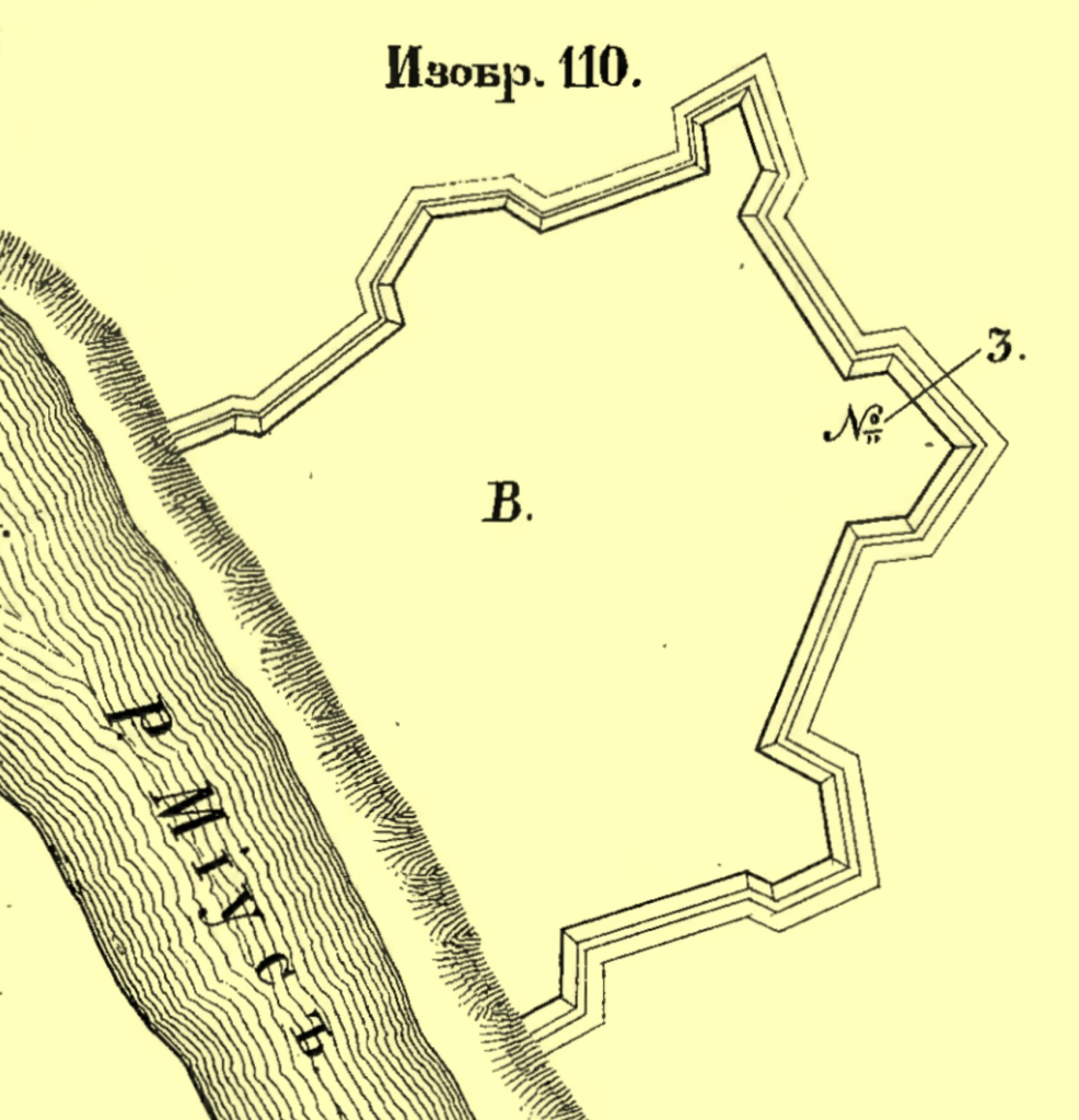 План Семёновской крепости. источник: Ф.Ф.Ласковский “Материалы для истории инженерного искусства в России”. 1856-1866 гг.
